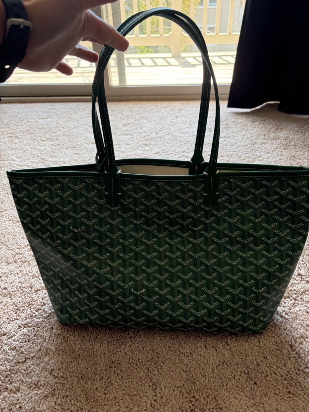 Green Patterned Tote Bag - Designer-Inspired Women’s Handbag